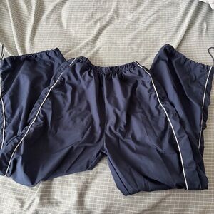 Navy Blue Track Pants with White Trim